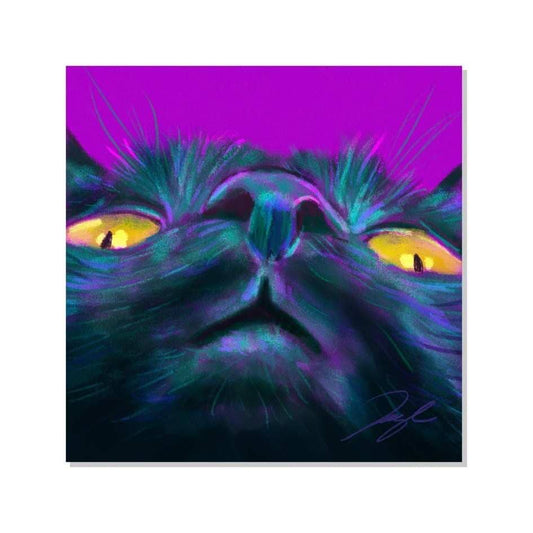 Close Encounters Collection - "Golden Eyes" Non-Holographic Matte Sticker - Close Up of a Black Cat