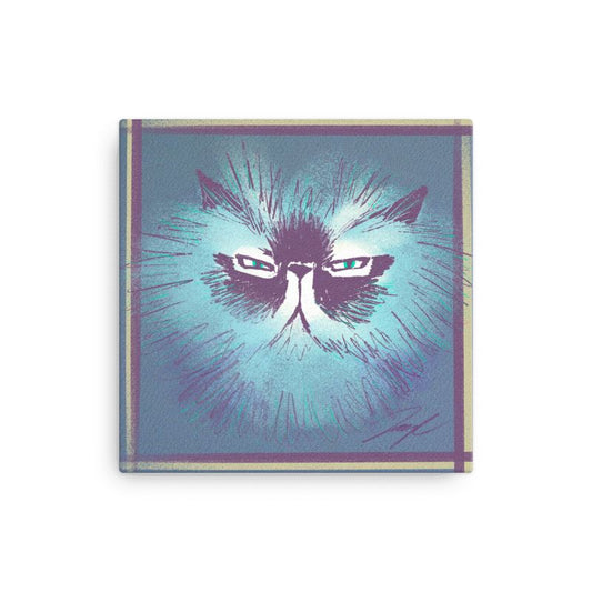 "Grumpy Furball" Painting of a Fluffy Grumpy Cat [Unfoiled]