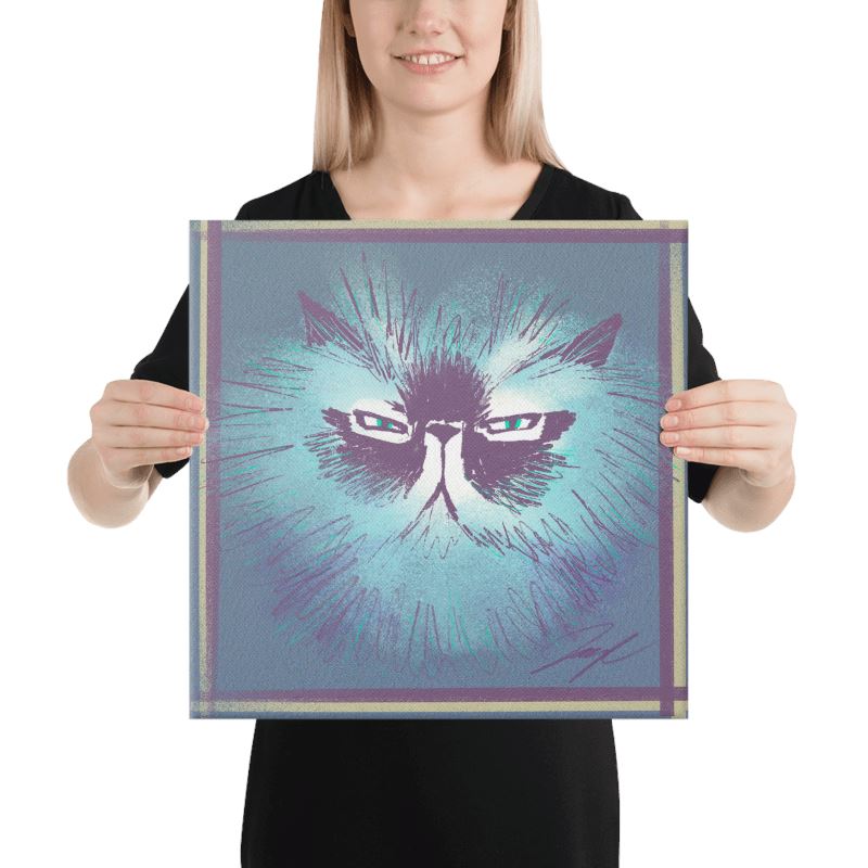 "Grumpy Furball" Painting of a Fluffy Grumpy Cat [Unfoiled]