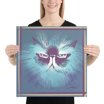 "Grumpy Furball" Painting of a Fluffy Grumpy Cat [Unfoiled]