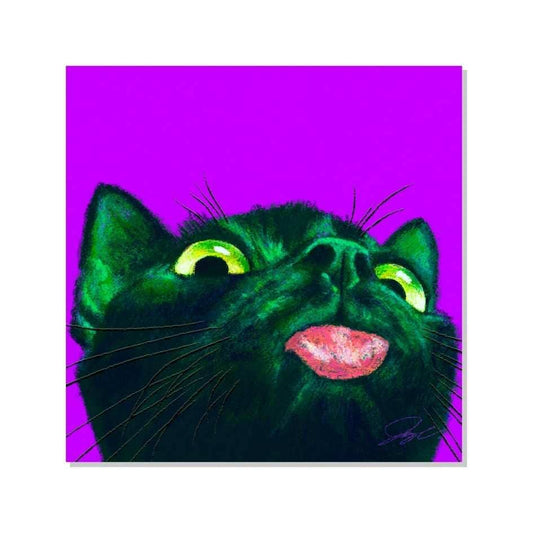 Close Encounters Collection - "Little Mlem" Non-Holographic Matte Sticker - Close Up of a Silly Black Cat