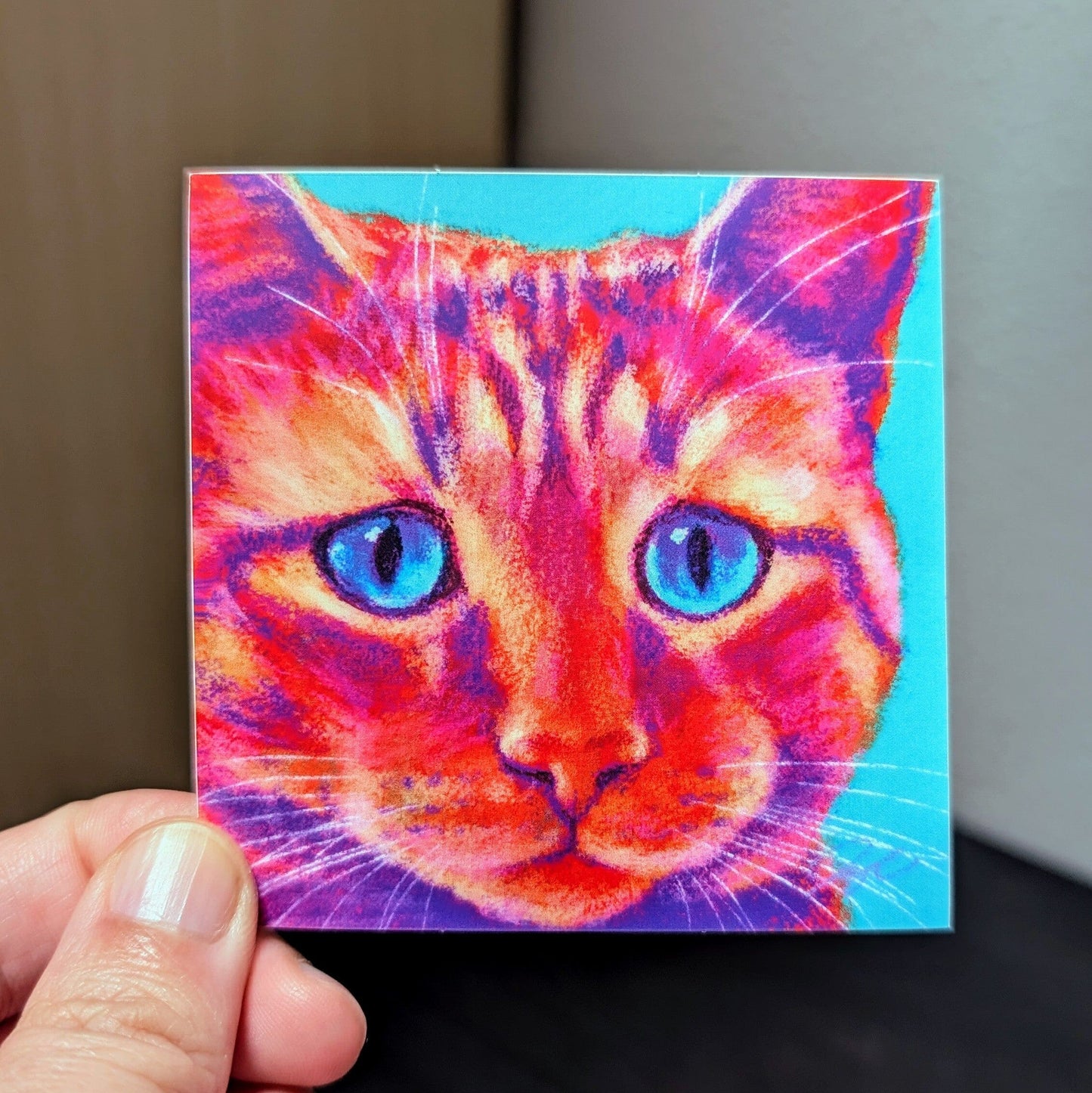 Close Encounters Collection - "Melancholy" Non-Holographic Matte Sticker - Close Up of a Sad Ginger Cat