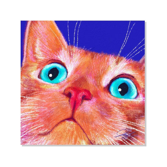 Close Encounters Collection - "No Thoughts" Non-Holographic Matte Sticker - Close up of a Silly Ginger Cat