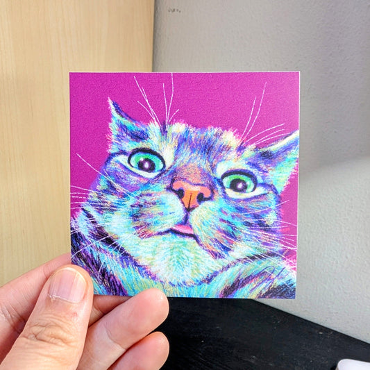 Close Encounters Collection - "Blep" Non-Holographic Matte Sticker - Close Up of a Cat