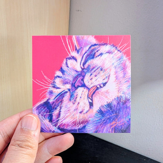 Close Encounters Collection - "Eepy" Non-Holographic Matte Sticker - Close Up of a Sleepy Cat