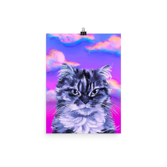 "Grumpy Cat": Painting of a Grumpy Cat with a Neon Sky [Unfoiled]