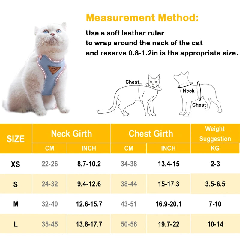 Adjustable Cat Harness Leash Set