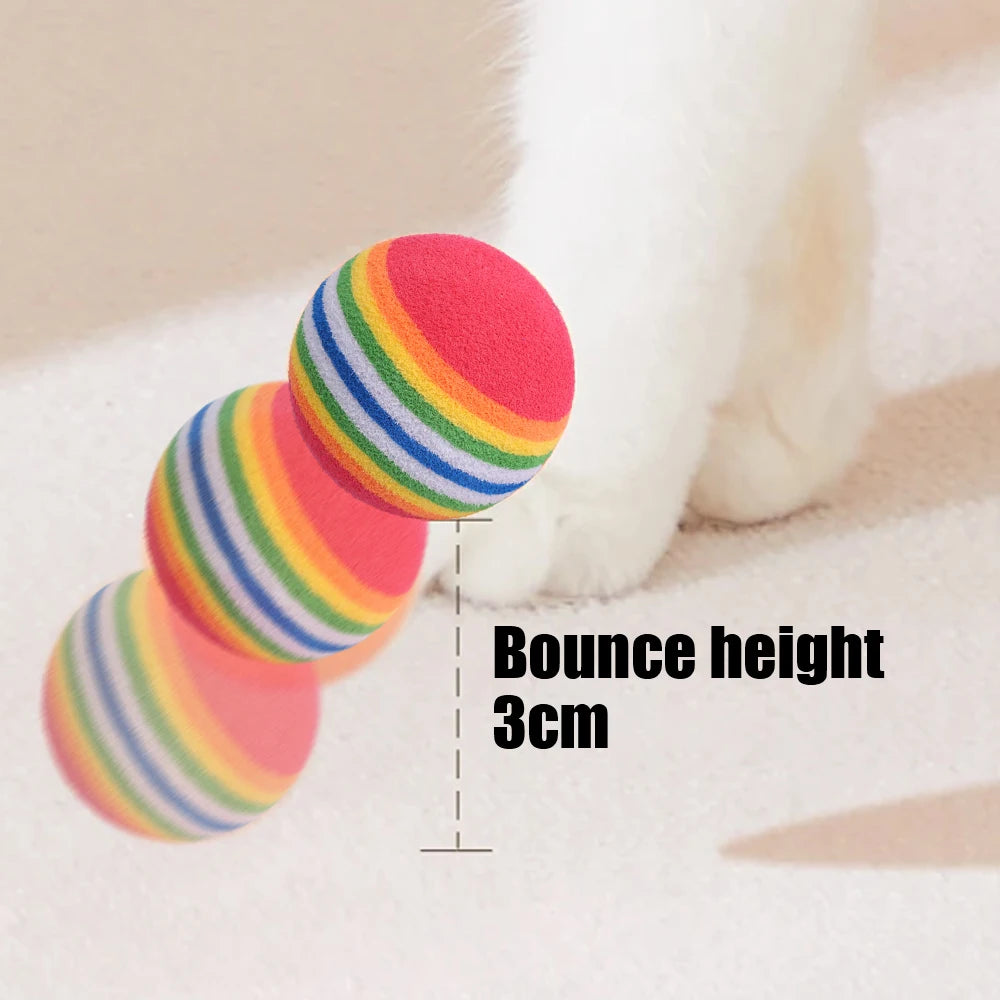 50/10Pc Colorful Cat Toy Ball EVA Bite-Resistant Elastic Rainbow Ball