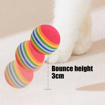50/10Pc Colorful Cat Toy Ball EVA Bite-Resistant Elastic Rainbow Ball