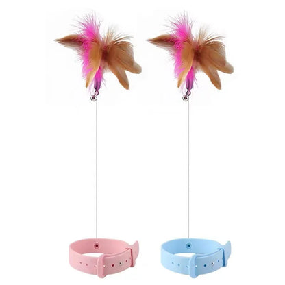 Funny Feather Teaser Stick with Bell Pet Collar