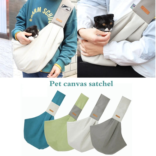 Puppy/ Kitten Carrier Outdoor Travel Handbag Canvas Single Shoulder Cat Bag Sling Comfort Tote Bag Breathable