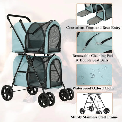 4-in-1 Double Pet Stroller