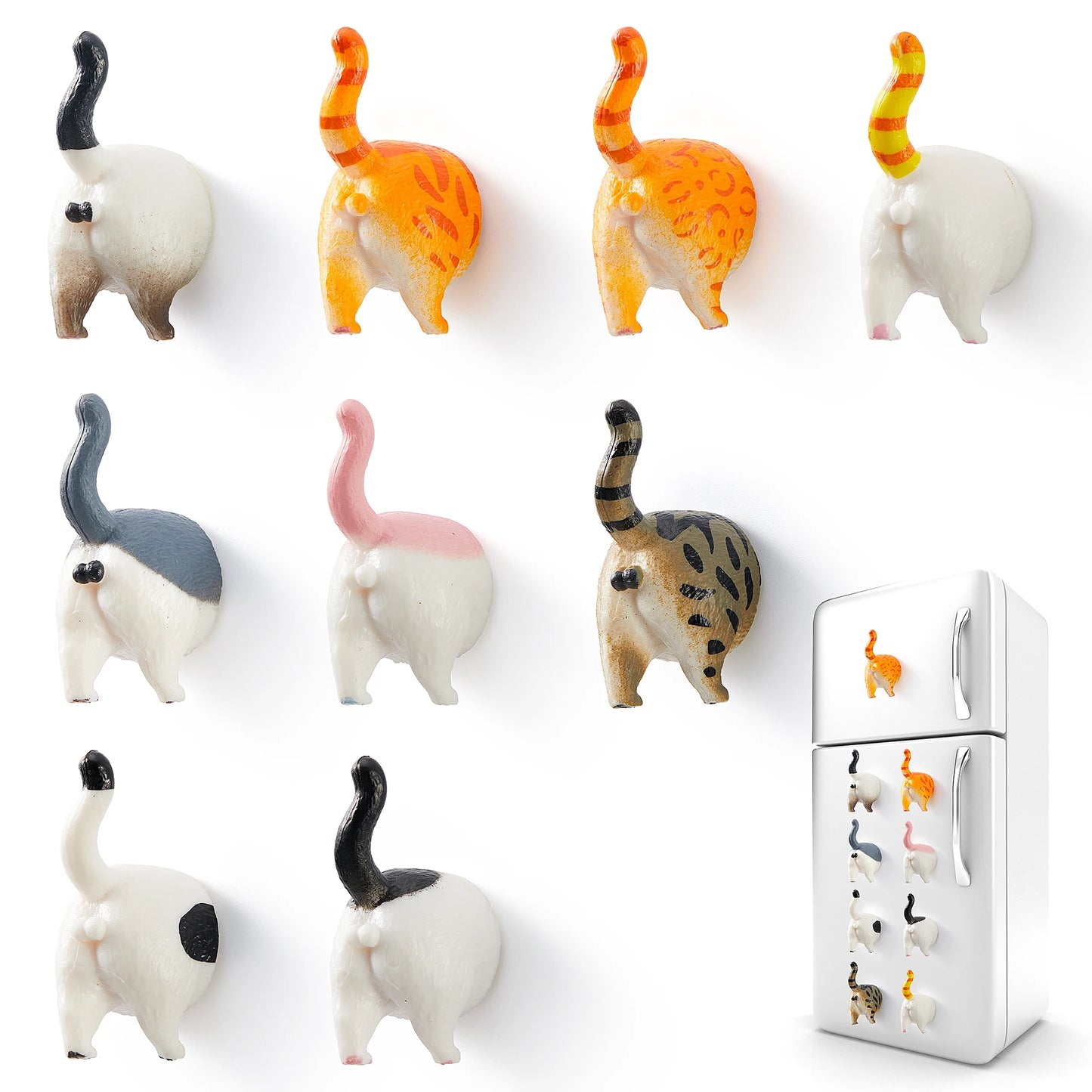 9Pcs Cat Butt Fridge Magnet Set