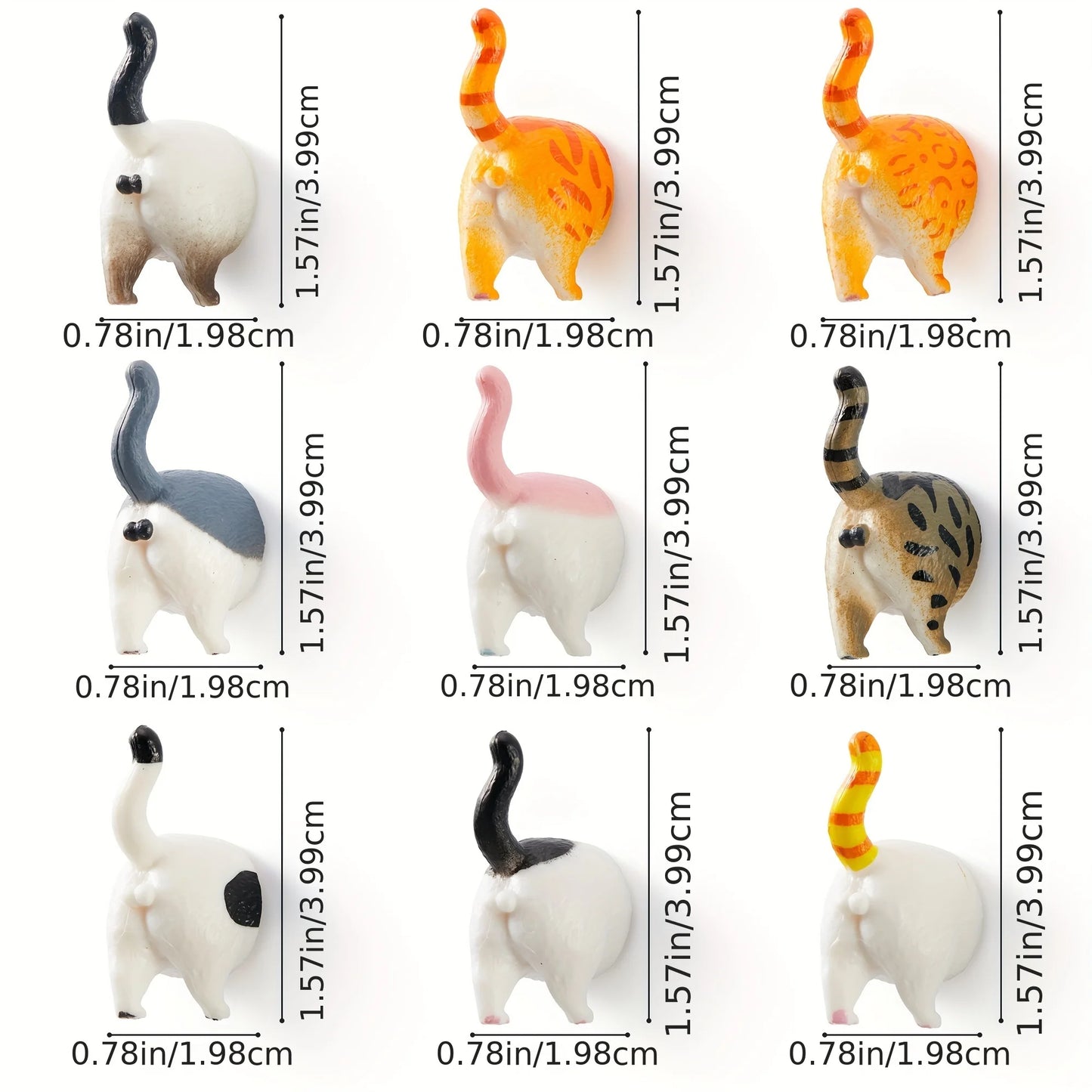 9Pcs Cat Butt Fridge Magnet Set