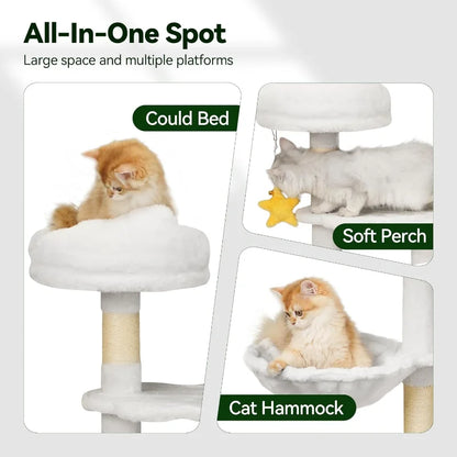 Cloud-Shaped Cat Tree for Kittens, 43" Tall for Small Cats
