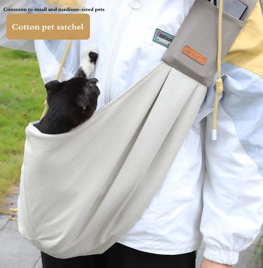 Puppy/ Kitten Carrier Outdoor Travel Handbag Canvas Single Shoulder Cat Bag Sling Comfort Tote Bag Breathable