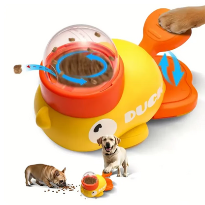 Cat toy feeder yellow duck rotating launcher