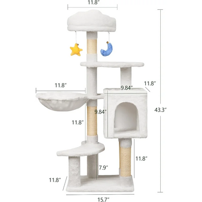 Cloud-Shaped Cat Tree for Kittens, 43" Tall for Small Cats