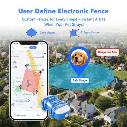 ‌4G  GPS Tracker for Pets - Waterproof Smart Locator with App, Live Tracking & Light/Sound Search, Free Trial Included
