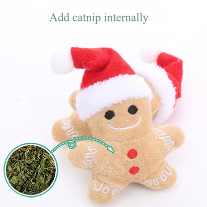 Christmas Hat Gingerbread Man Catnip Toy