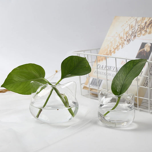 Cartoon Cat Glass Vase