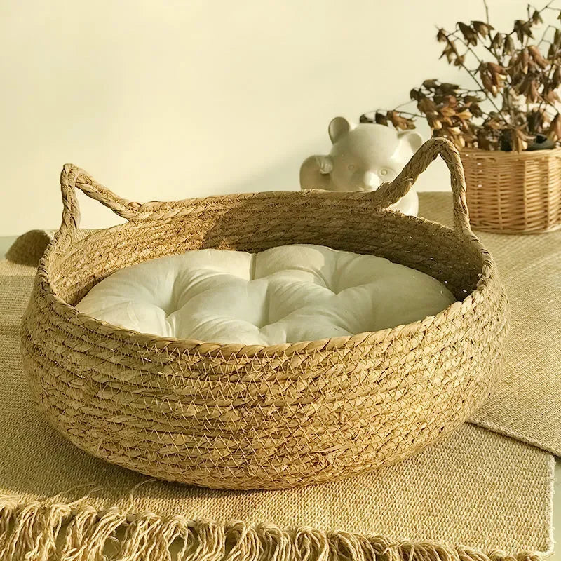 Boho Cat Basket Bed