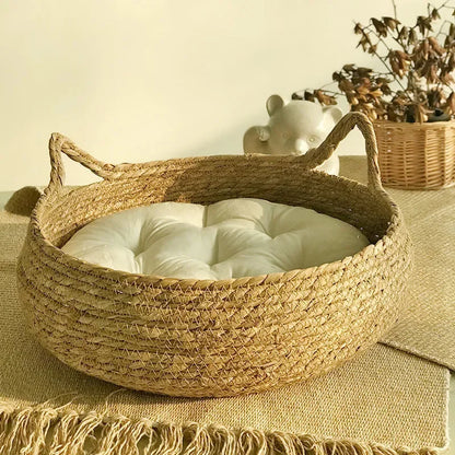 Boho Cat Basket Bed