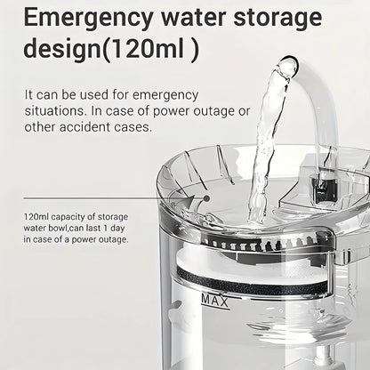 Smart Pet Water Dispenser - 1.8L, Transparent, with Faucet, Filter Feeder for Cats and Dogs