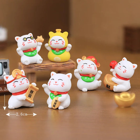 6pcs/set Chinese Lucky Cat Decor