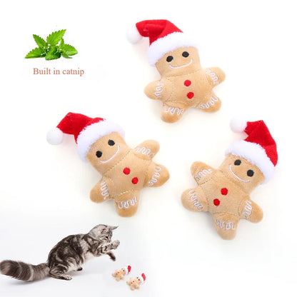 Christmas Hat Gingerbread Man Catnip Toy