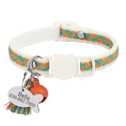Quick Release Cat Collar Personalized Bohemian Style Cat Collar