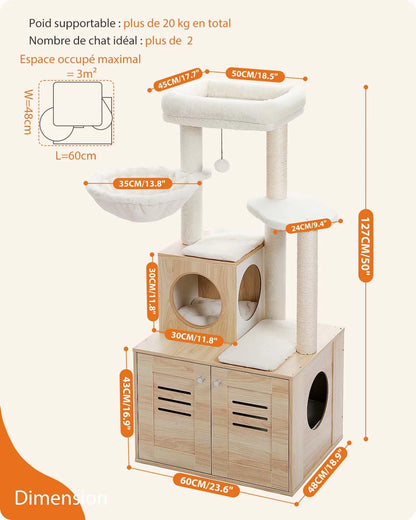 Modern Cat Tree Condo & Litter Box