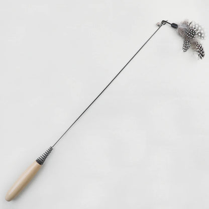 Wooden handle spring teasing cat stick