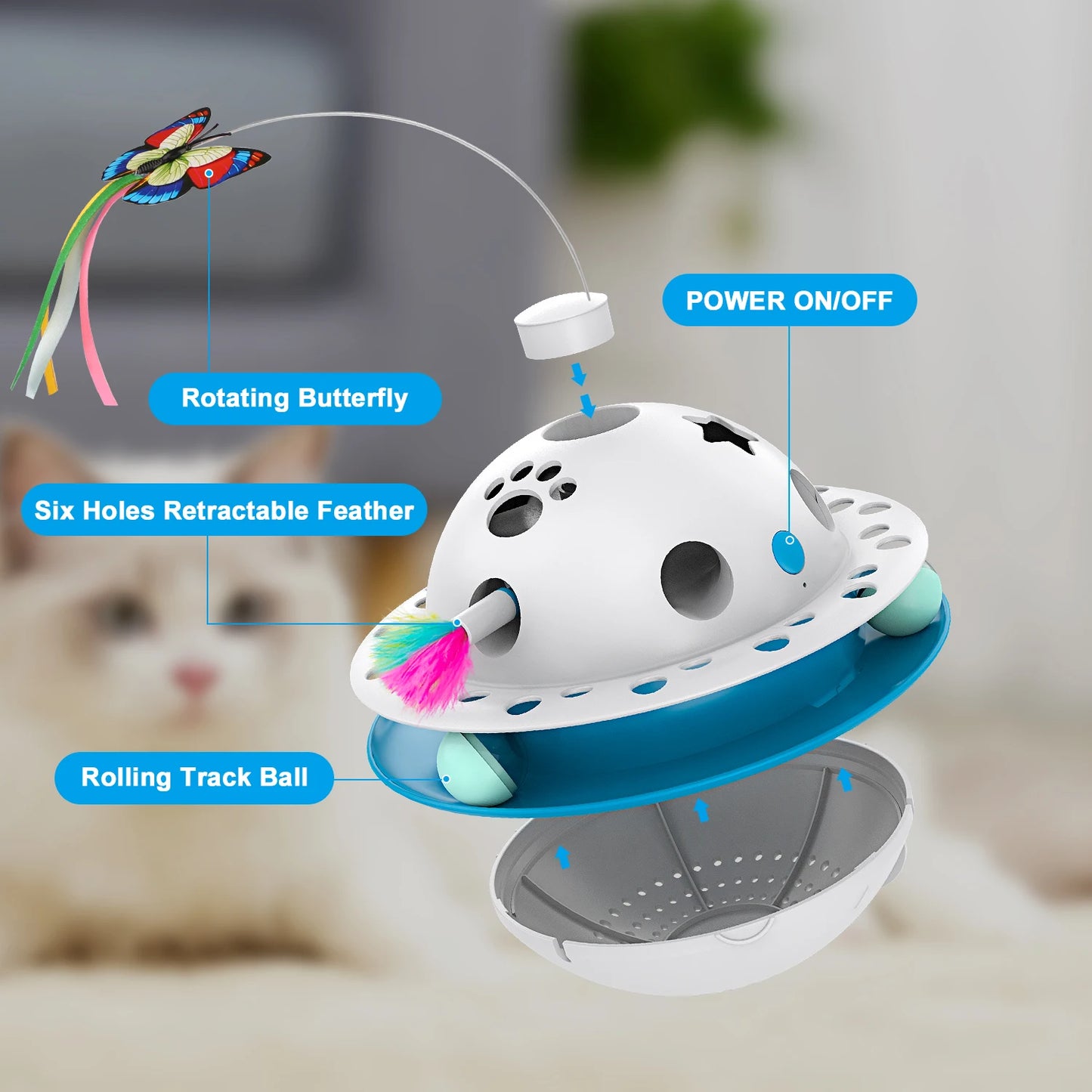 Automatic Rotating Butterfly Interactive Teaser Toy