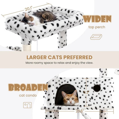 81in Multi-Level Tall Cat Tree Tower for Indoor Kitties/Larger Cat Condo Furniture with Hammock/Cozy Pussycat Perches