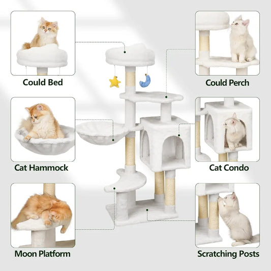 Cloud-Shaped Cat Tree for Kittens, 43" Tall for Small Cats