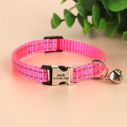 Personalized Cat Collar Reflective Nylon