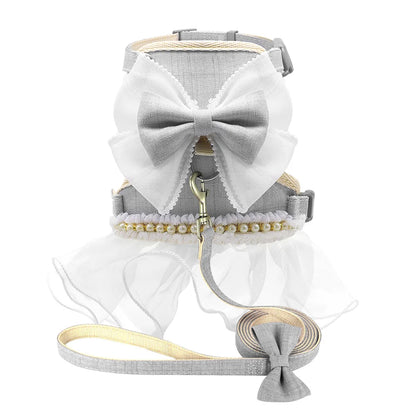 Nylon Cat Harness Leash Set Cute Bowknot Cat Dress