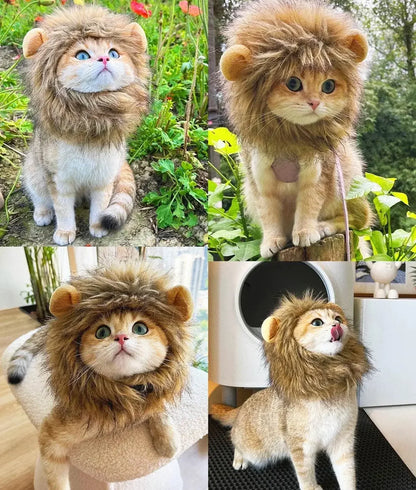 Funny Pet Hat Lion Mane for Cats