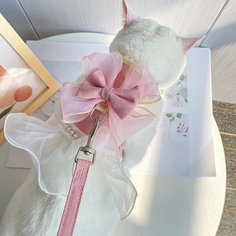 Cute Bowknot Cat Harness Leash