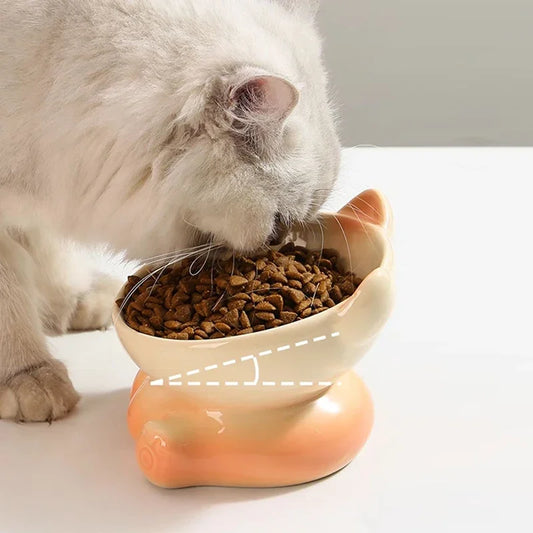 New Cute Ceramic Gradient  Cat Bowl Food Anti-tipping