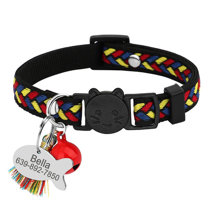 Quick Release Cat Collar Personalized Bohemian Style Cat Collar