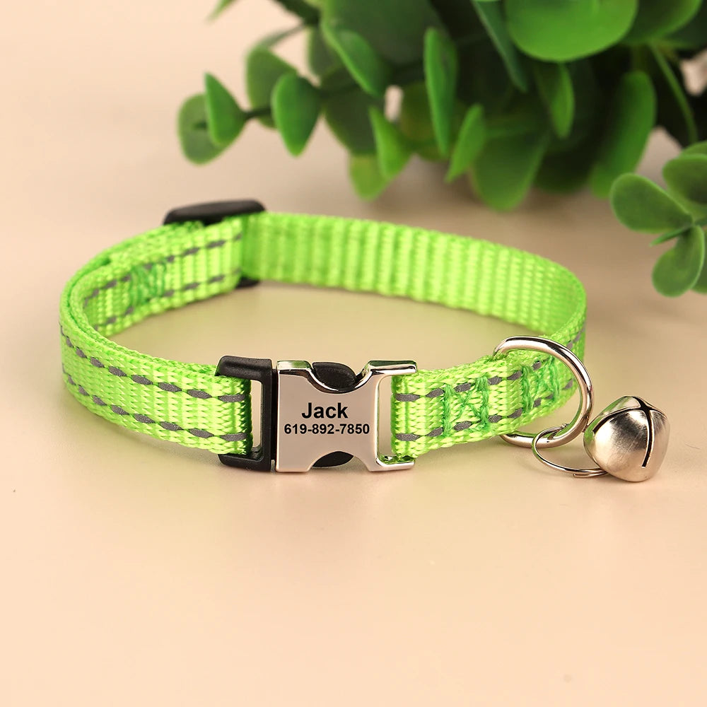 Personalized Cat Collar Reflective Nylon