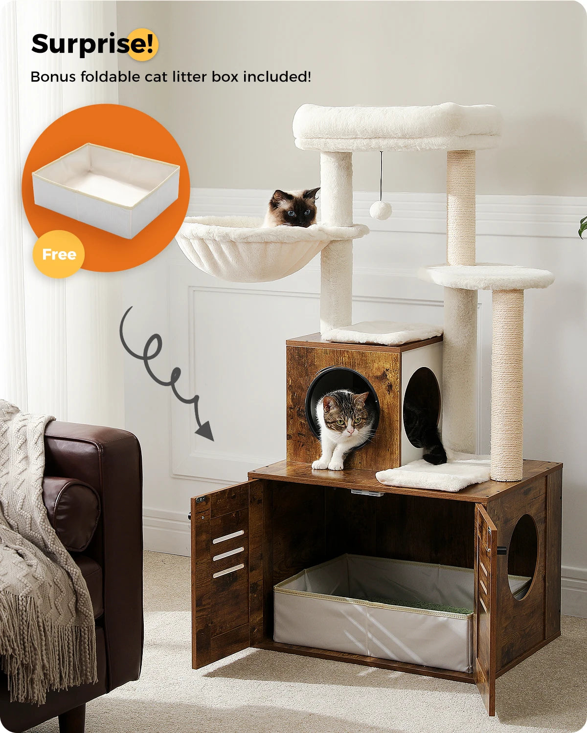 Modern Cat Tree Condo & Litter Box