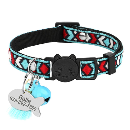 Quick Release Cat Collar Personalized Bohemian Style Cat Collar
