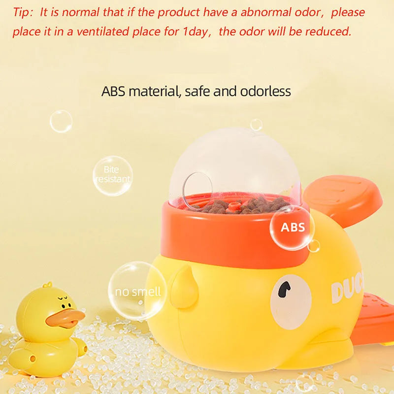 Cat toy feeder yellow duck rotating launcher