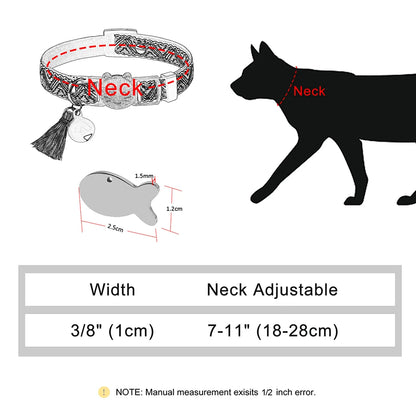 Quick Release Cat Collar Personalized Bohemian Style Cat Collar