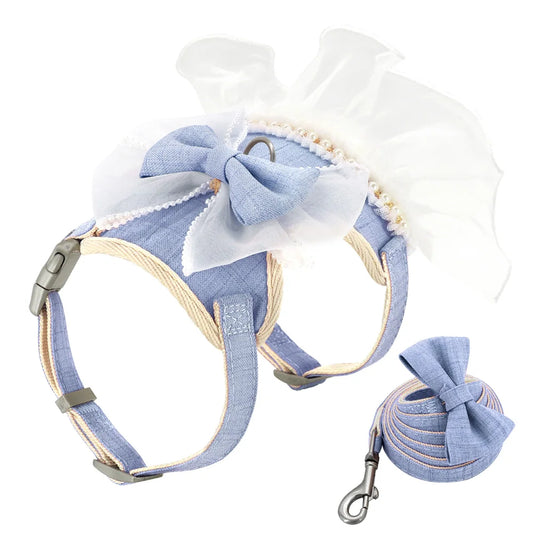 Nylon Cat Harness Leash Set Cute Bowknot Cat Dress