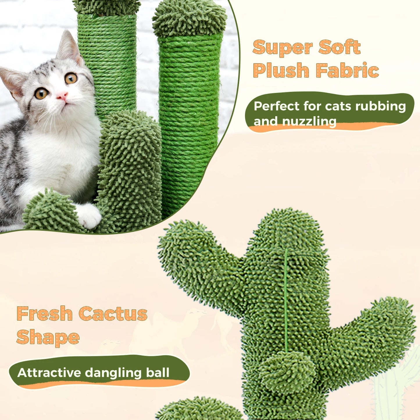 Cactus Cat Scratcher With  Interactive Dangling Ball