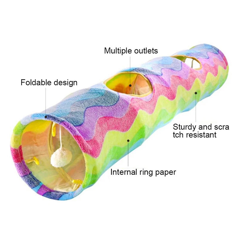 Collapsible Rainbow  Cat Tunnel